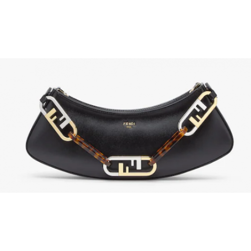 Geantă Fendi O Lock Swing din piele verde mentă 8BS068A neagră