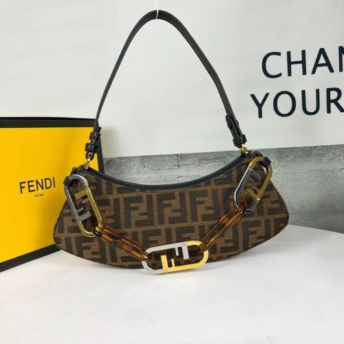 Geantă Fendi O Lock Swing din piele verde mentă 8BS068A maro