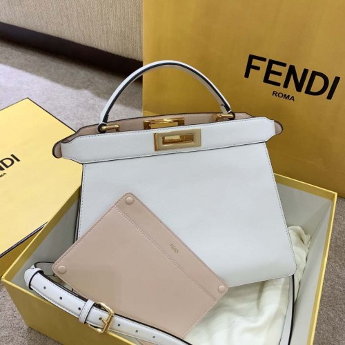 Geantă Fendi PEEKABOO ISEEU EAST-WEST ALBĂ din piele 8BN323