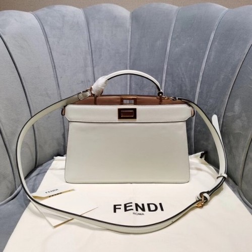 Geantă din piele Fendi PEEKABOO ISEEU EAST-WEST 8BN323A albă