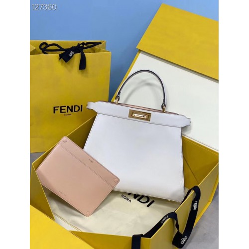 Geantă din piele Fendi PEEKABOO ISEEU MEDIUM 70193 albă