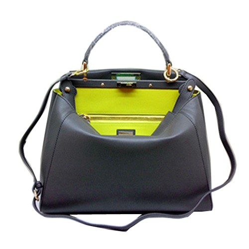 Geantă Fendi Peekaboo Original Leather FD2311 Gri Intens