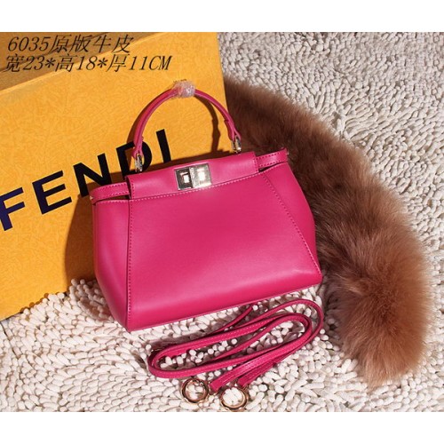 Geantă Fendi Peekaboo din piele netedă FD6035 roz