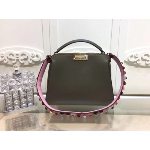 Genți Fendi Peekaboo din piele originală F3659 verde