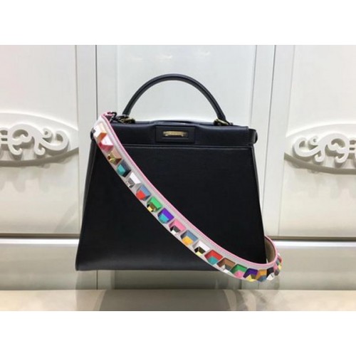 Geantă mică Fendi Peekaboo din piele de vițel FD26796 neagră