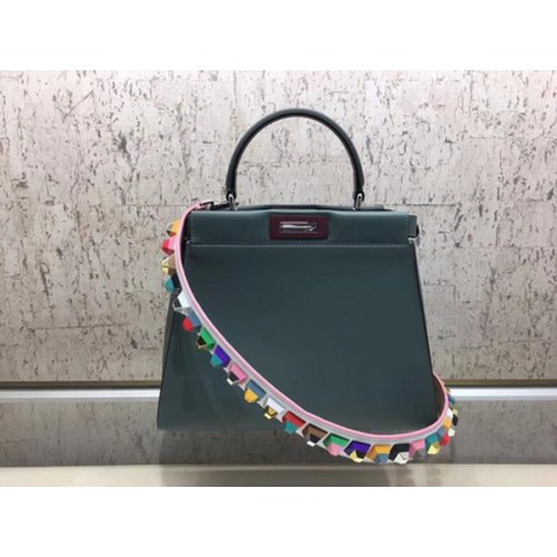 Geantă mică Fendi Peekaboo din piele de vițel FD26796 Verde