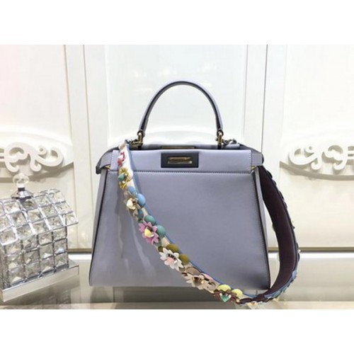 Geantă mică Fendi Peekaboo din piele de vițel FD26796 Albastru cer
