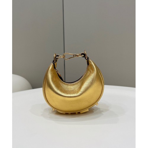 Geantă mică Fendi Praphy Original din piele cu logo FENDI 80056S aurie