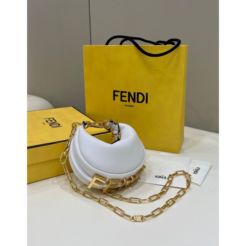 Geantă mică Fendi Praphy Original din piele cu logo FENDI 80056S albă