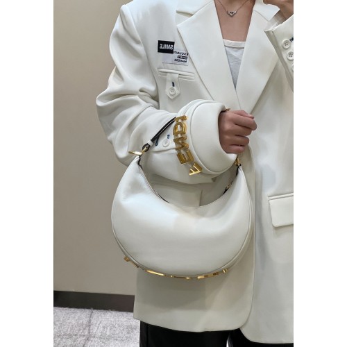 Geantă Fendi Praphy Original din piele cu logo mare 80056M albă