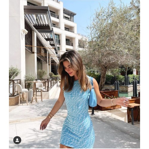 Rochie de modă Fendi de calitate superioară FF11532 albastră