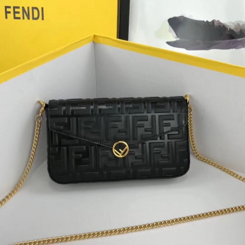 Portofel Fendi PE LANȚ CU PUNGI Mini-Geantă din piele 8BS032 Negru