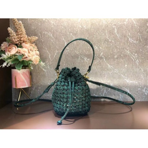 Geantă mini Fendi Weave MON TRESOR 8BS010A3 verde negricios