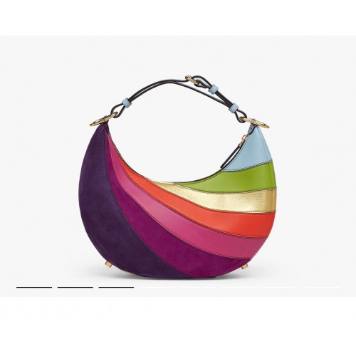 Geantă mică din piele Fendi Graphic cu incrustații multicolore 8BR798A Rainbow