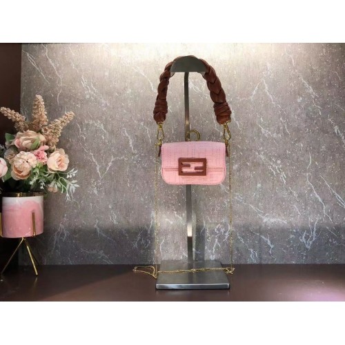 Geantă mini Fendi BAGUETTE din bumbac F6550 roz