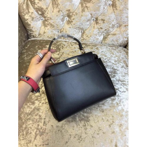 Geantă Fendi mini Peekaboo din piele de vițel 30320 Negru