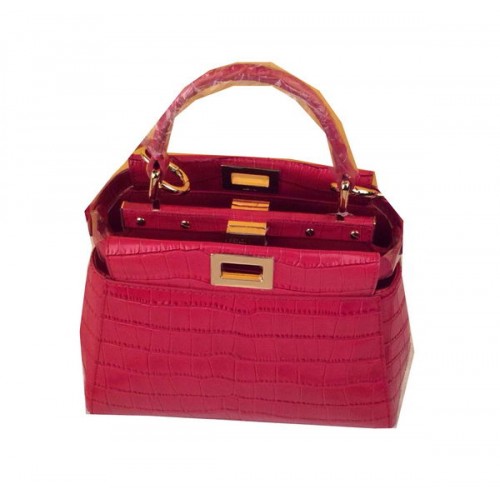 Geantă Fendi Mini Peekaboo din piele croco F520885 roz