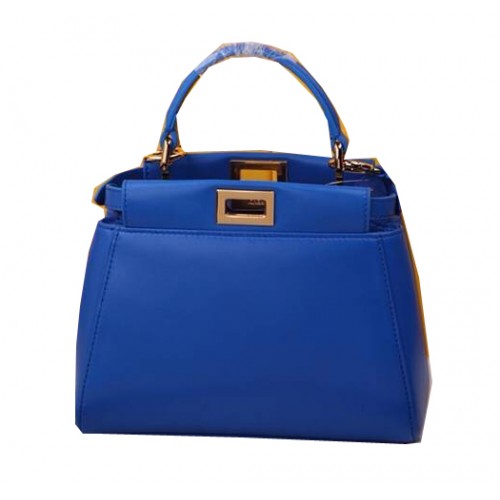 Geantă Fendi Mini Peekaboo din piele de oaie F520885 albastră