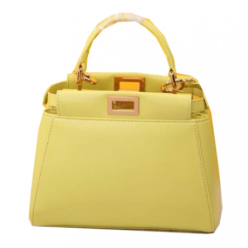 Geantă Fendi Mini Peekaboo din piele de oaie F520885 Lămâie