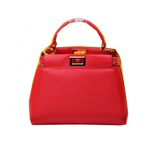 Geantă Fendi mini Peekaboo din piele de oaie F520885 Roșie