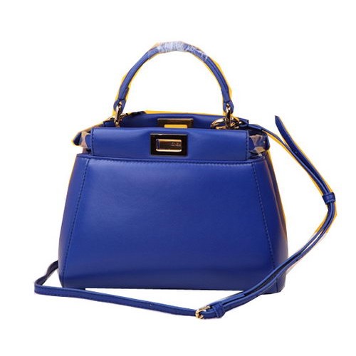 Geantă Fendi mini Peekaboo din piele de oaie F520885 Royal