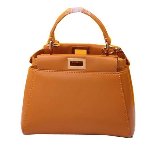 Geantă Fendi mini Peekaboo din piele de oaie F520885 Grâu