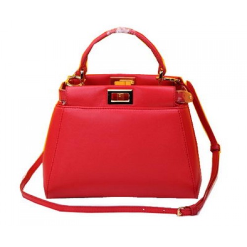 Geantă Fendi mini Peekaboo din piele de oaie FD520885 Roșie