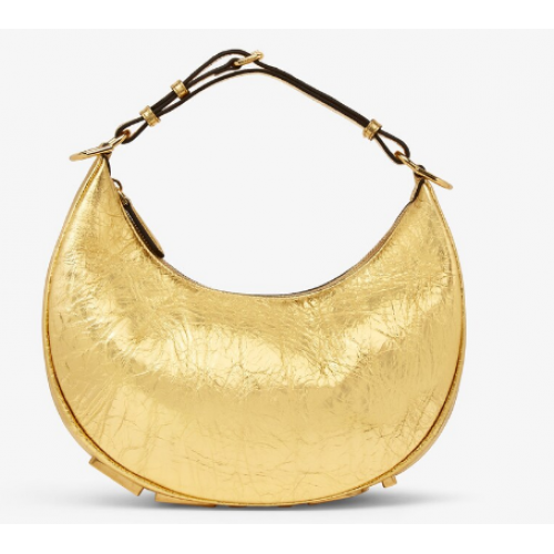 Geantă mică Fendigraphy din piele laminată aurie 8BR798A