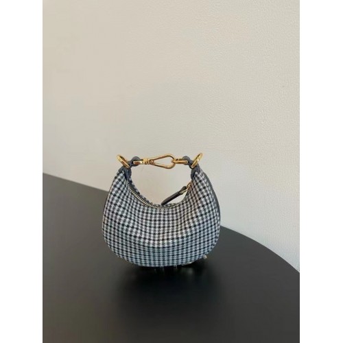 Geantă mică Fendigraphy din piele laminată aurie 8BR798A alb-negru