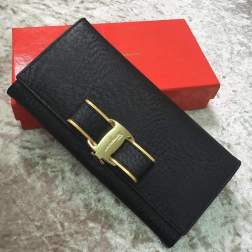 Portofel Ferragamo Continental din piele de vițel SF30200 negru