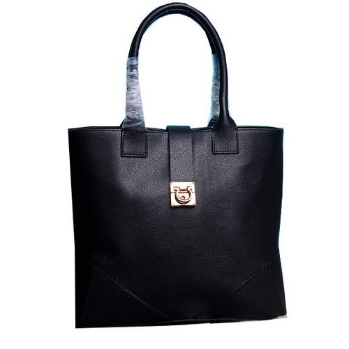 Geantă tote medie Ferragamo din piele de vițel 13725 Negru