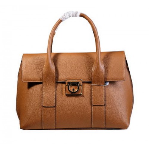 Geantă tote medie Ferragamo din piele de vițel 21D941 Grâu