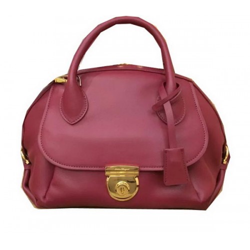 Geantă tote medie Ferragamo din piele de vițel SF0612 Burgundy