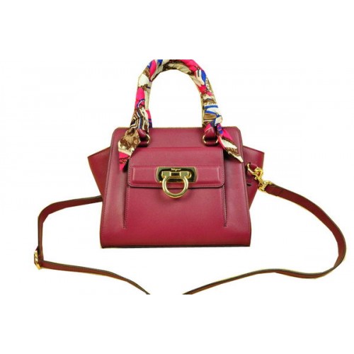 Geantă de umăr Ferragamo din piele de vițel moale SF8815 Burgundy