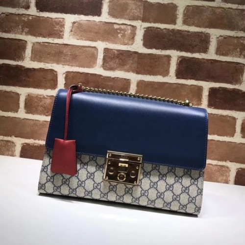 Geantă de umăr Gucci Padlock medie GG 409486 albastră