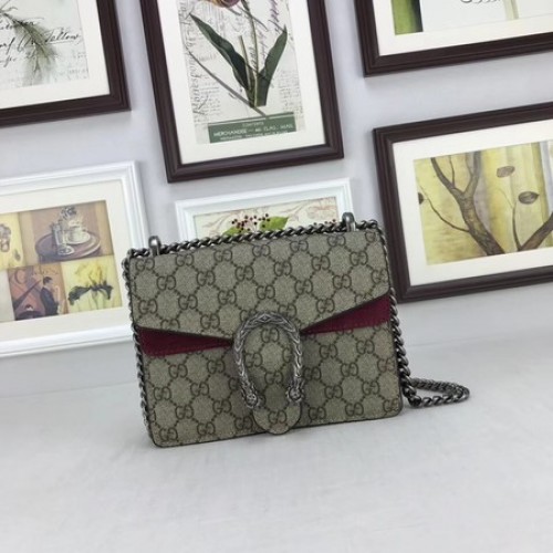 Geantă de umăr Gucci Mini Dionysus din pânză GG 421970 Vin