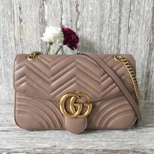 Geantă de umăr mare Gucci GG Marmont 443496 Caisă