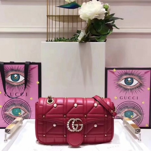 Geantă de umăr Gucci GG Marmont mică Matelasse 443497 Roșie