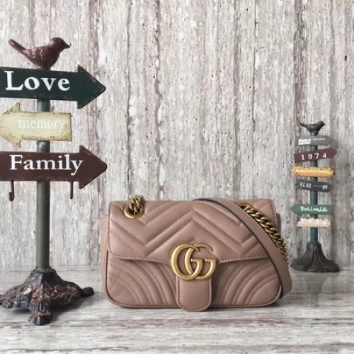 Geantă Gucci GG Marmont matelasse Mini 446744 Caisă