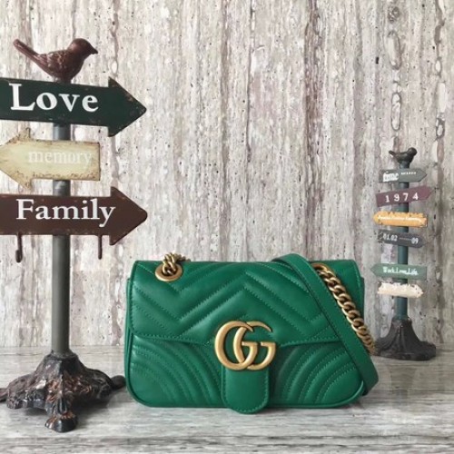 Geantă Gucci GG Marmont Matelasse Mini 446744 Verde
