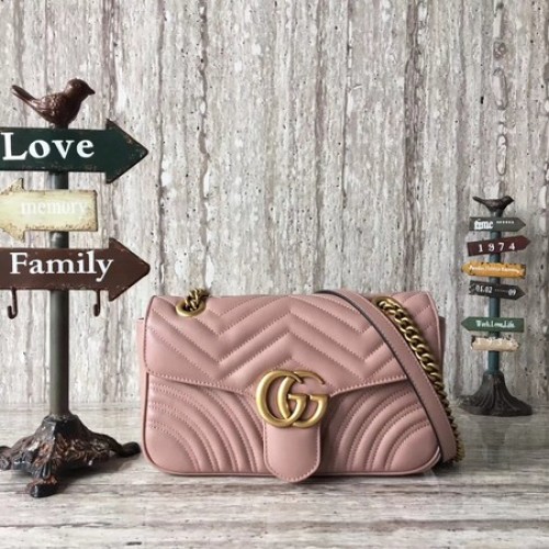 Geantă Gucci GG Marmont Matelasse Mini 446744 Roz
