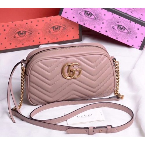 Geantă de umăr mică Gucci GG Marmont 447632 roz intens