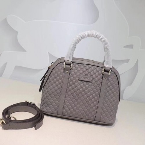 Geantă Gucci Signature din piele cu mâner superior 449654 gri