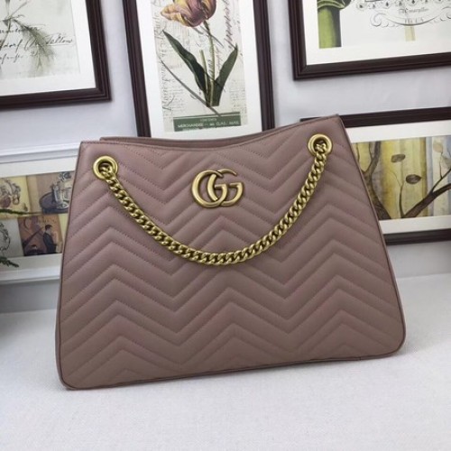Geantă de umăr Gucci GG Marmont medie Matelasse 453569 roz