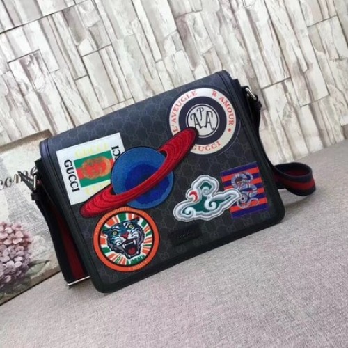 Geantă Gucci Night Courrier GG Supreme Flap Messenger Bag 474138 Negru