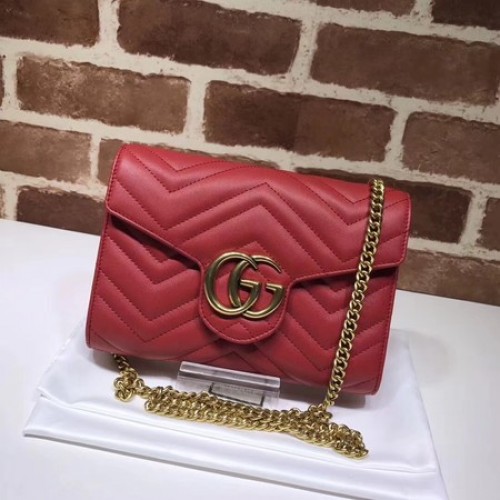 Geantă mini Gucci GG Marmont Matelasse 474575 Roșie