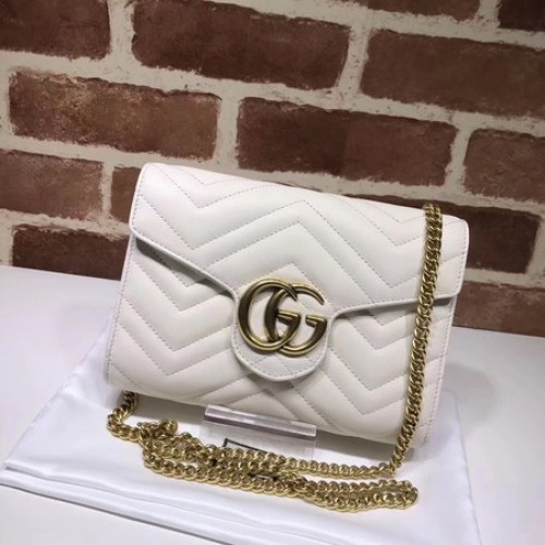 Geantă mini Gucci GG Marmont Matelasse 474575 Albă