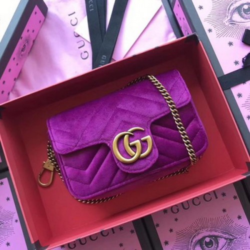 Geantă Gucci GG Marmont Velvet Super Mini 476433 Purple
