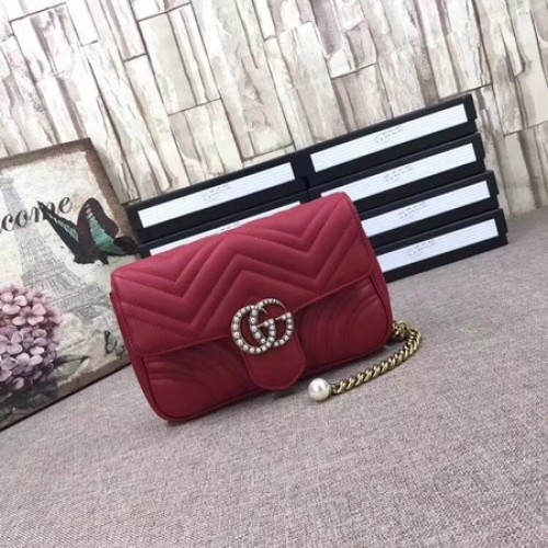 Gucci GG Marmont Matelasse Mini Bag 476809 Roșu