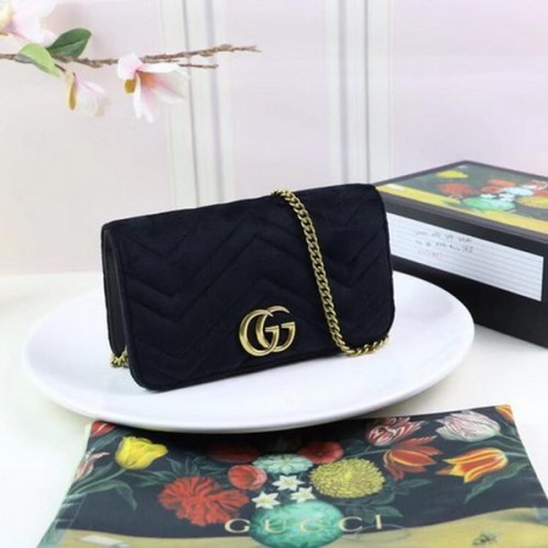 Geantă mini Gucci GG Marmont din catifea brodată 488426 Neagră